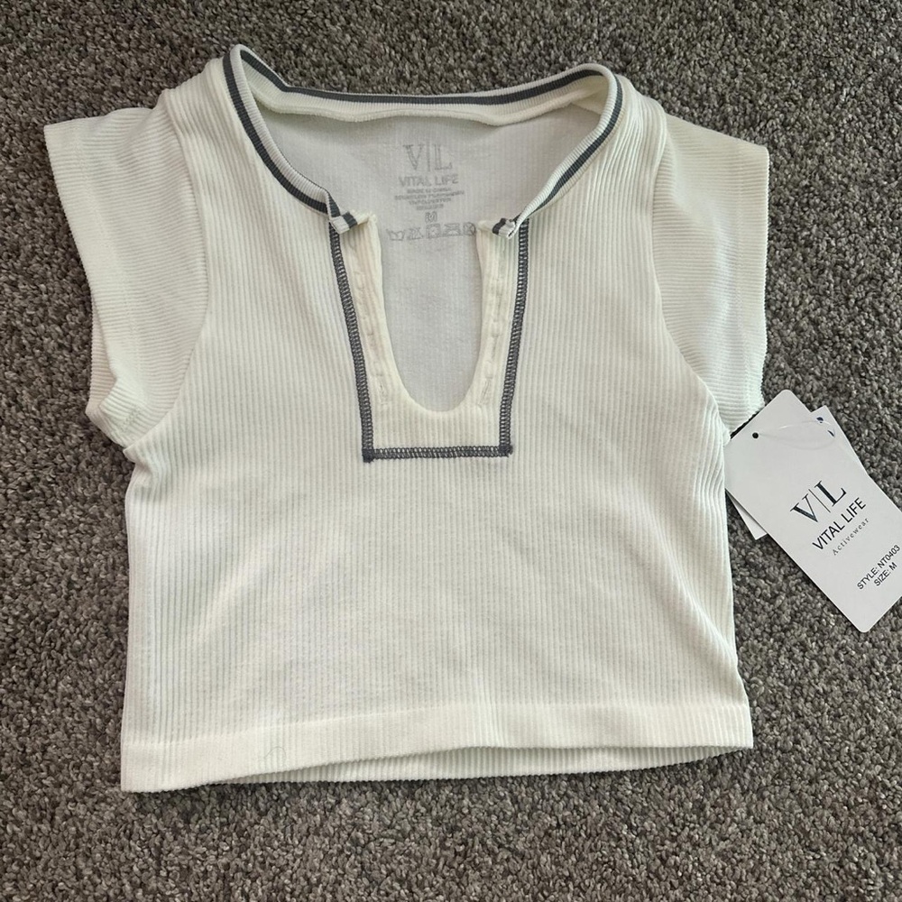 Vital Life Cream Ribbed Top